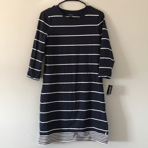 Náutica Quarter Length Sleeve Stripped Blue Dress